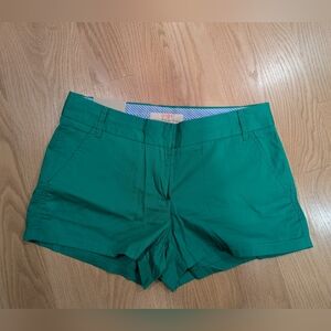 NWT J. Crew Emerald Green Women's City Fit Chino Shorts Sz 4